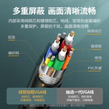 绿盟工程级VGA线 高清视频数据转接线 台式机笔记本电脑接显示器投影仪电视信号连接线3+6铜芯 10米 11633
