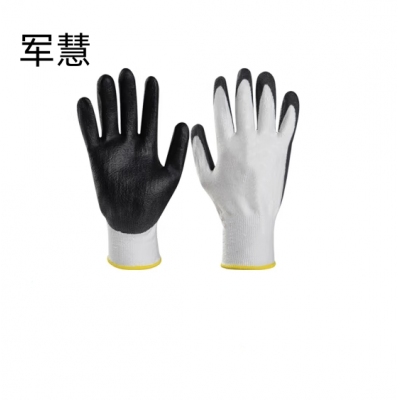军慧三级防割浸胶手套劳保手套 JH-6639   12副/打 【浸胶手套】