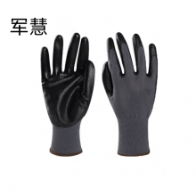 军慧丁腈涂层手掌浸胶手套劳保手套 涤纶衬里   JH-6633   12副/打