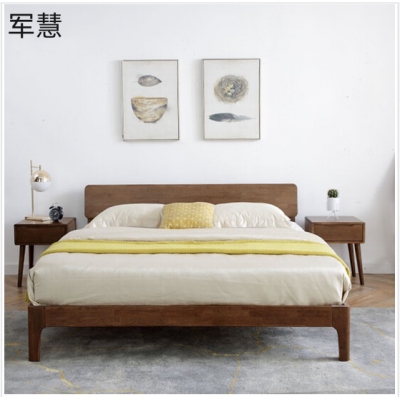 军慧1.2米橡胶木单人床JH-6749