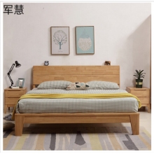 军慧单人床1.5米橡胶木床原木色床JH-6759