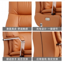 军慧橙色沙发办公椅JH-6824